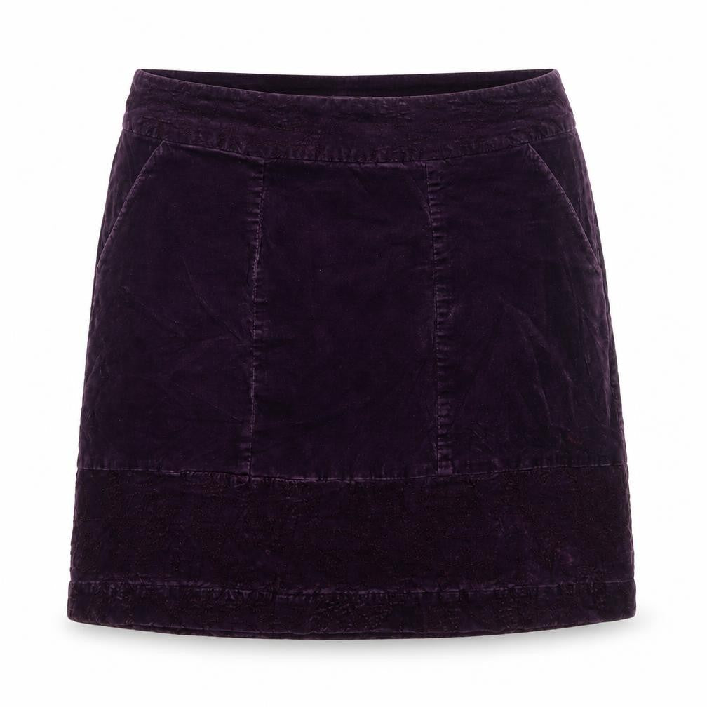 White Stuff Women Purple Size 12 Velvet Mini Straight Pencil Skirt Pockets