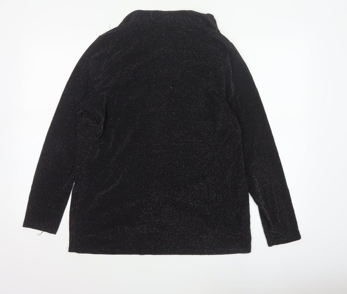 Monsoon Women Black Silver Sparkle Wrap Knit Top UK 18 Long Sleeve
