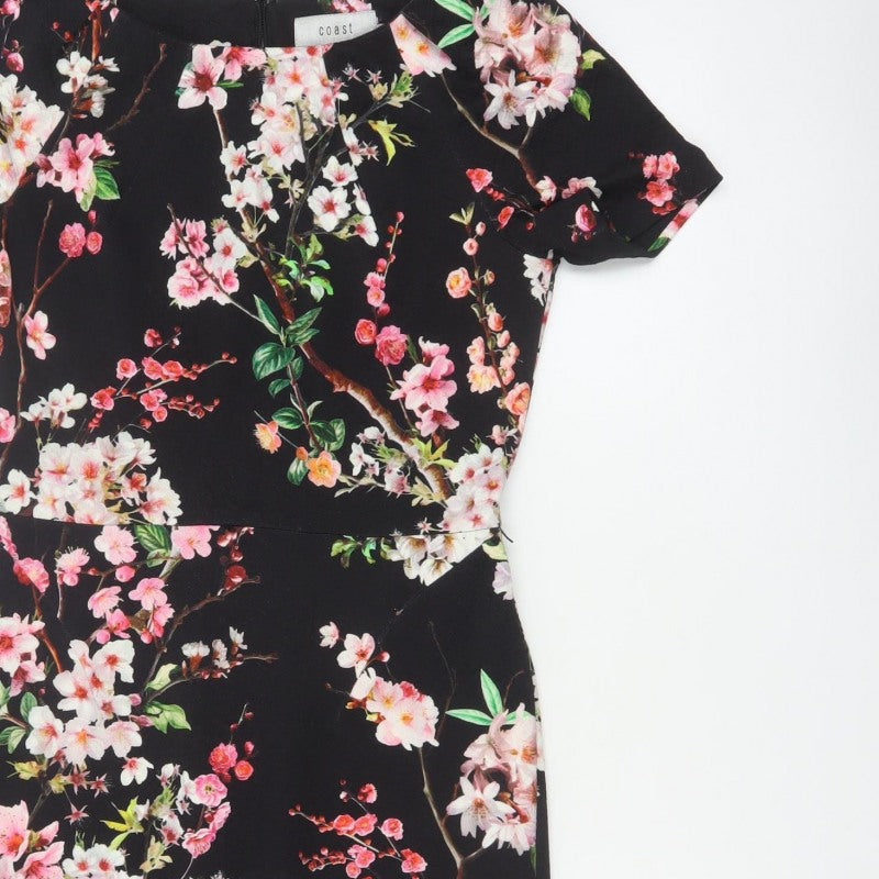 Coast Women’s Black Floral UK 10 Knee Length Sheath Dress