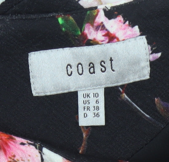 Coast Women’s Black Floral UK 10 Knee Length Sheath Dress