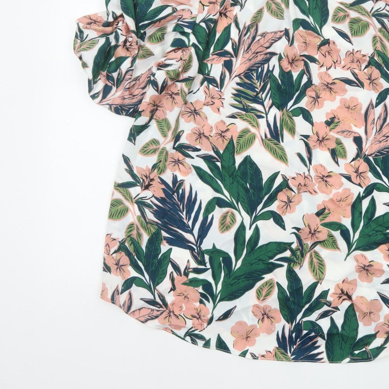M&Co Women Multicoloured Floral Puff Sleeve Blouse UK 14