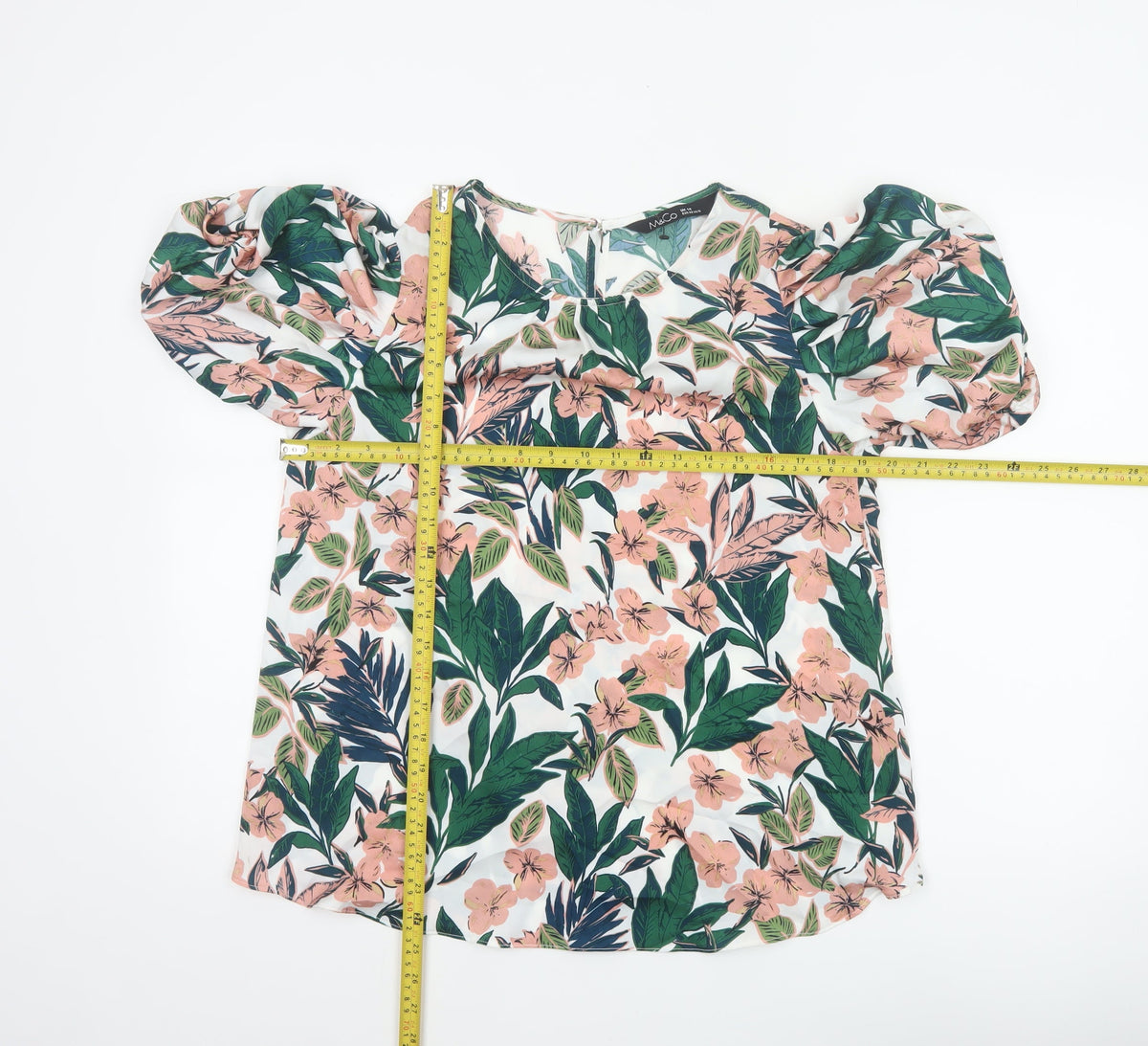 M&Co Women Multicoloured Floral Puff Sleeve Blouse UK 14