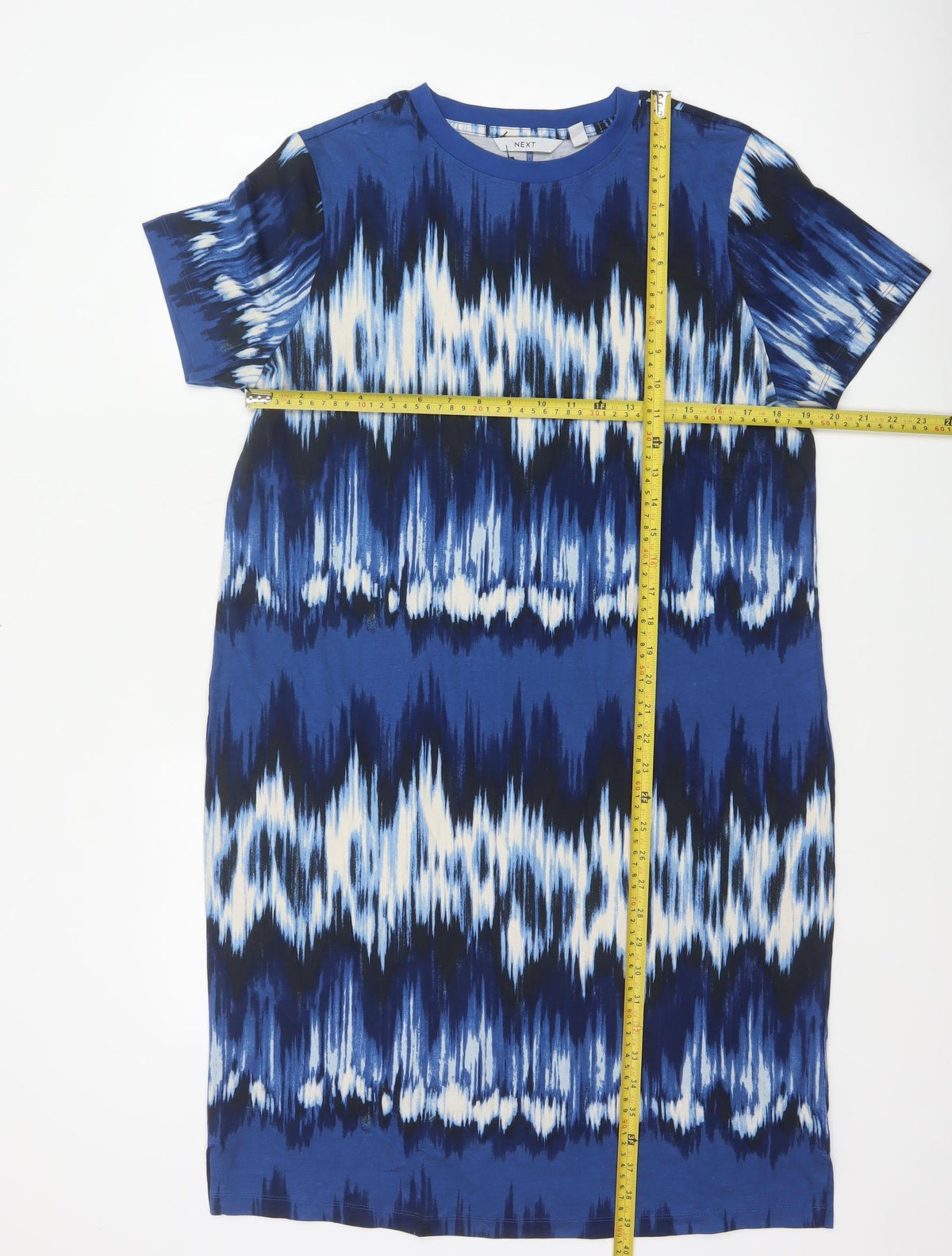 Next Women Blue Geometric Jersey T-Shirt Dress UK 14 Tall