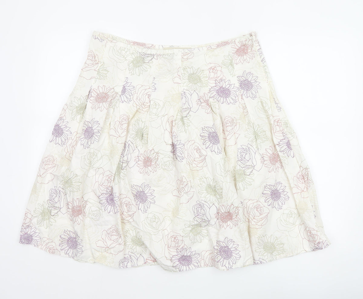 Rocha John Rocha Women’s Ivory Floral A-Line Knee Length Skirt UK 16