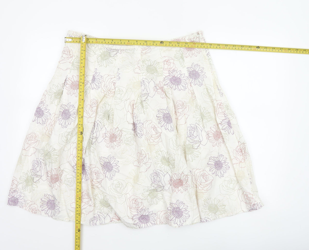 Rocha John Rocha Women’s Ivory Floral A-Line Knee Length Skirt UK 16