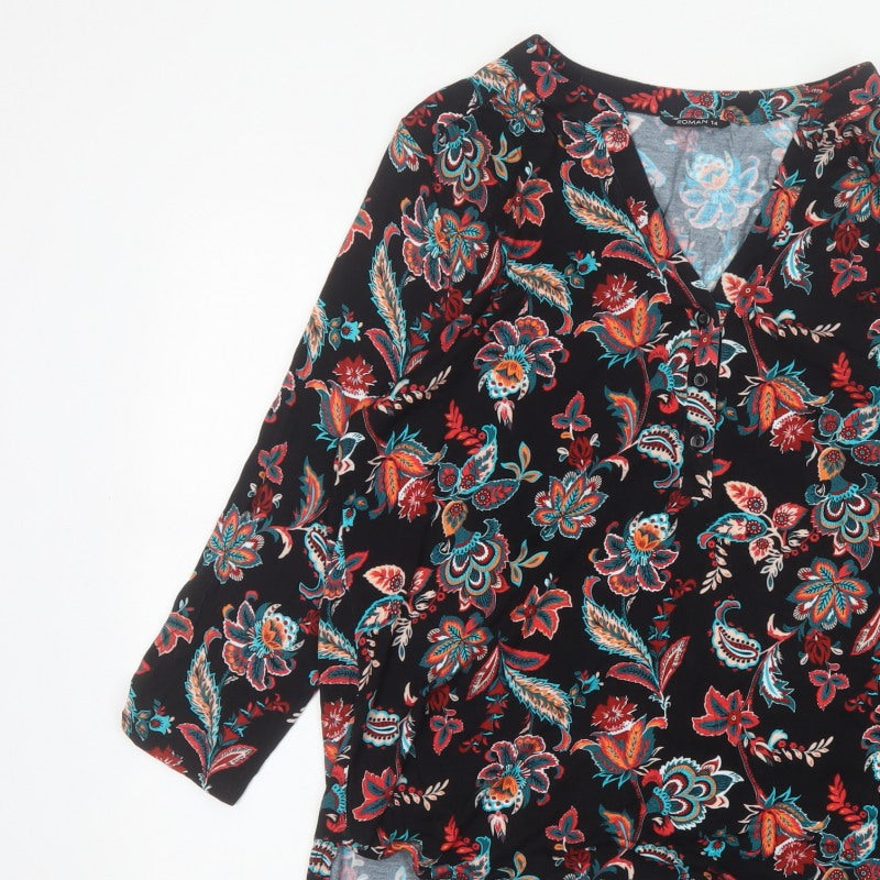 Roman Women’s Multicoloured Floral V-Neck Tunic Blouse Size 14