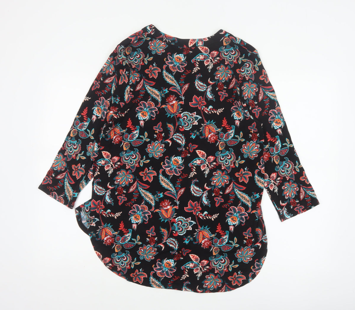 Roman Women’s Multicoloured Floral V-Neck Tunic Blouse Size 14