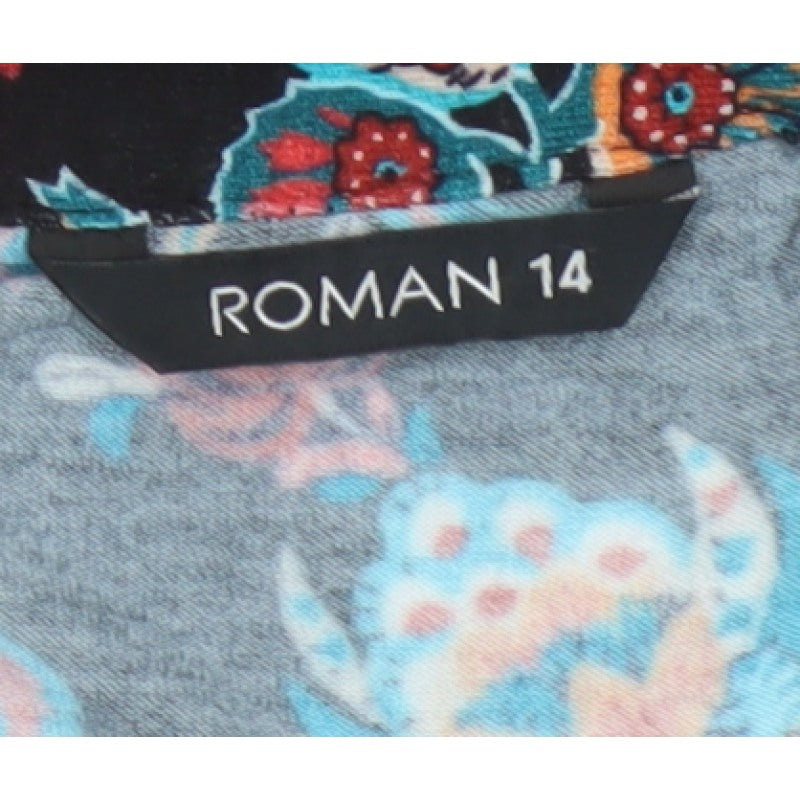 Roman Women’s Multicoloured Floral V-Neck Tunic Blouse Size 14