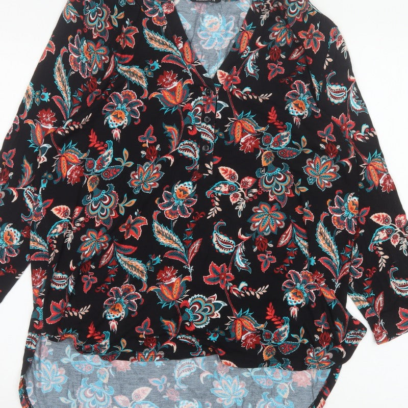 Roman Women’s Multicoloured Floral V-Neck Tunic Blouse Size 14