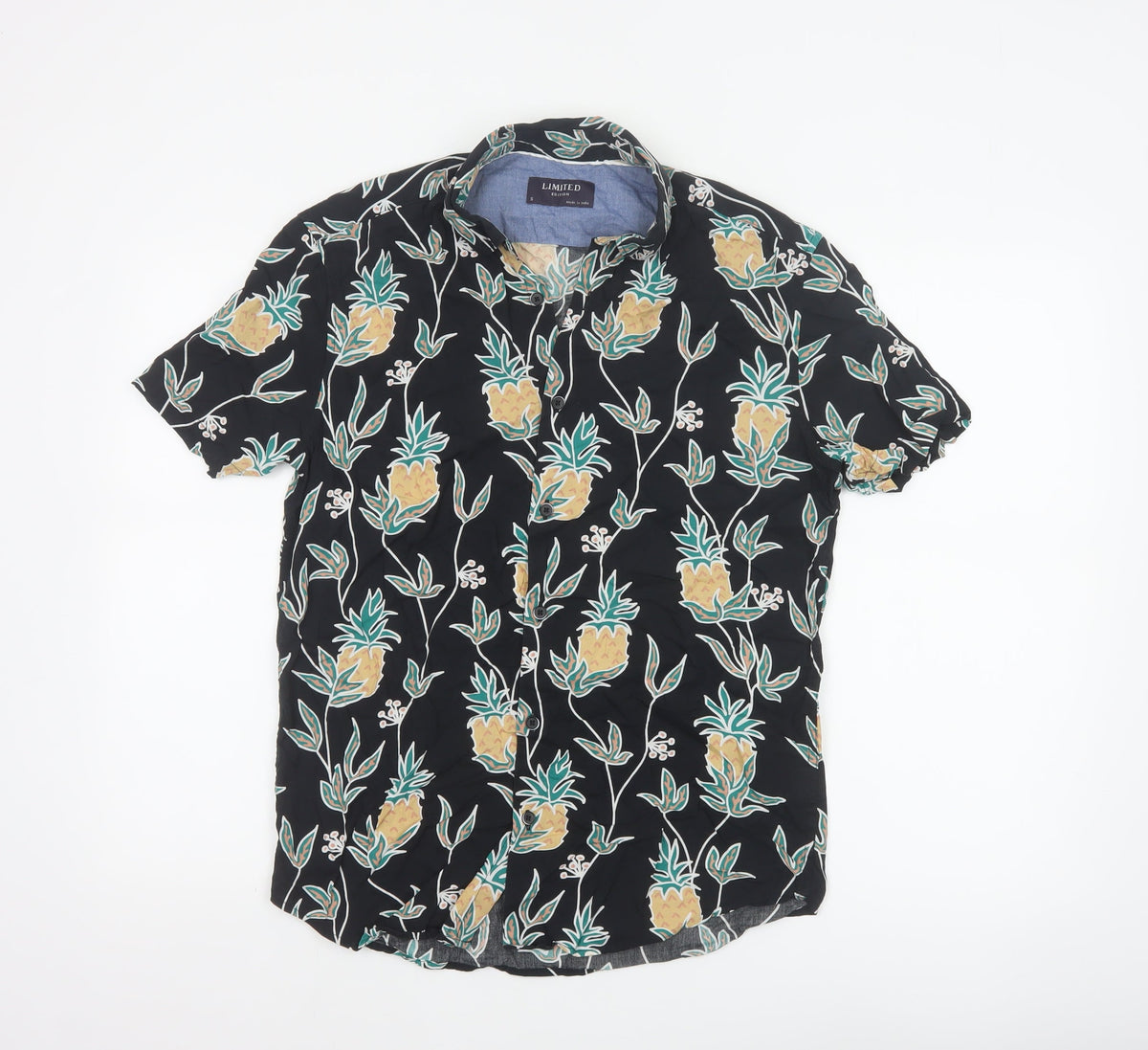 Limited Edition Men’s S Black Pineapple Hawaiian Short Sleeve Shirt