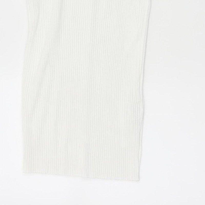 Zara Women White L Ribbed Knit Long Pencil Skirt Stretch