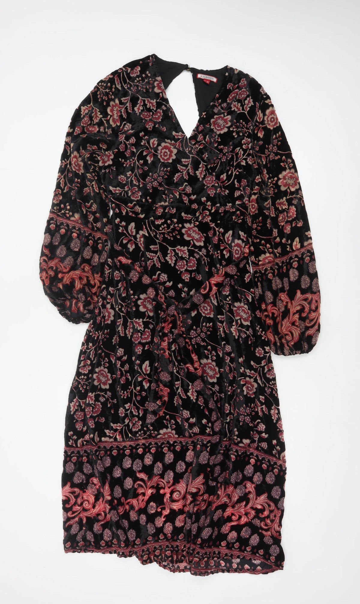 Joe Browns Women Black Floral Velvet Midi Fit & Flare Dress UK 10 Petite