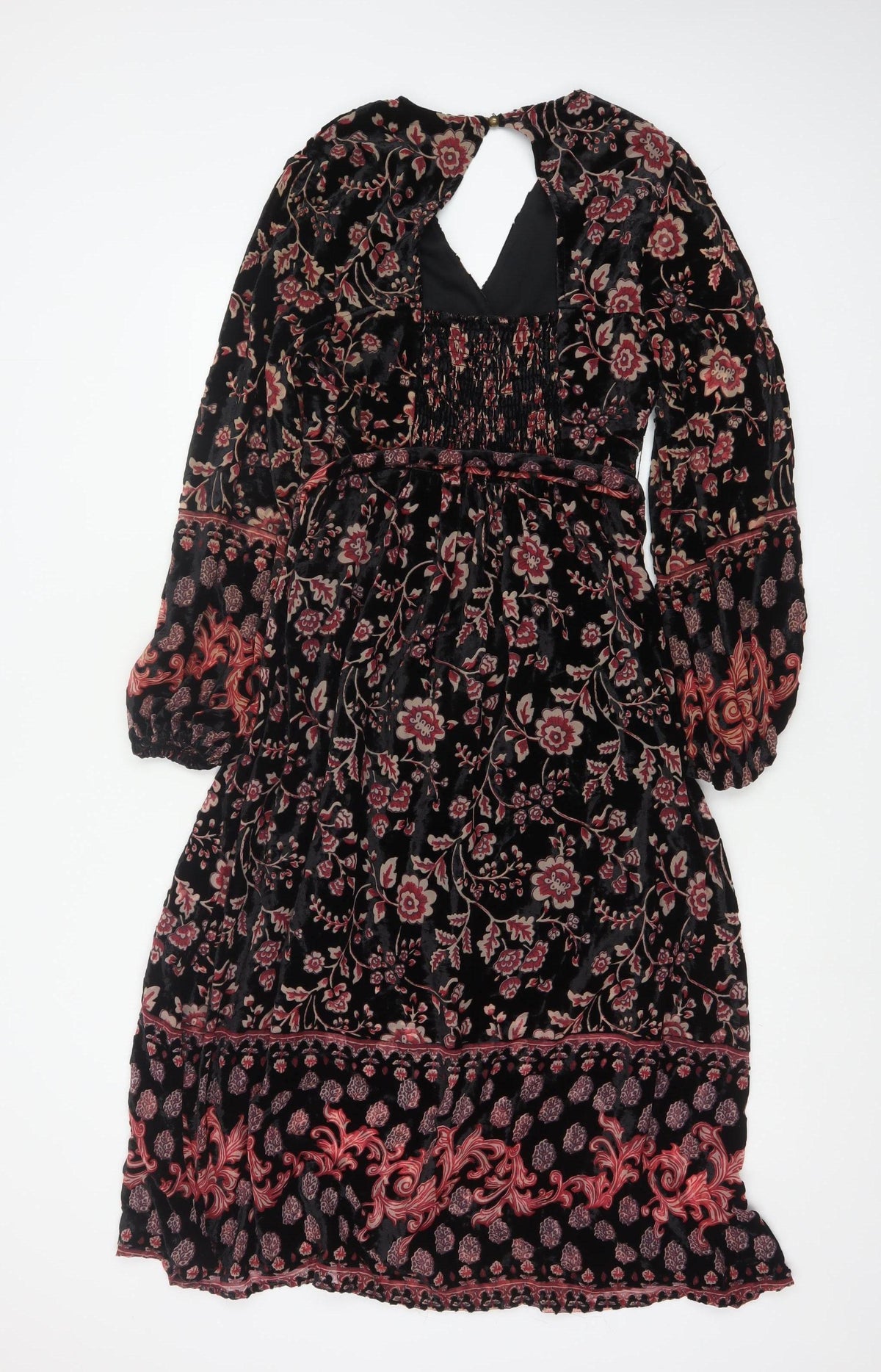 Joe Browns Women Black Floral Velvet Midi Fit & Flare Dress UK 10 Petite