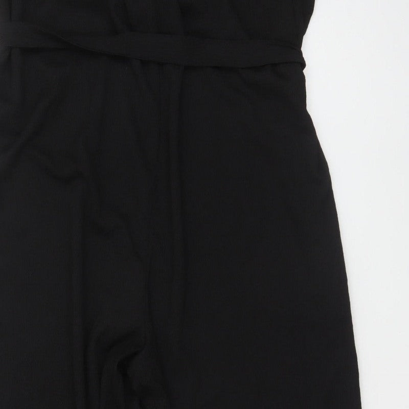 H&M Women's Black XL Wide-Leg Belted Strappy Jumpsuit