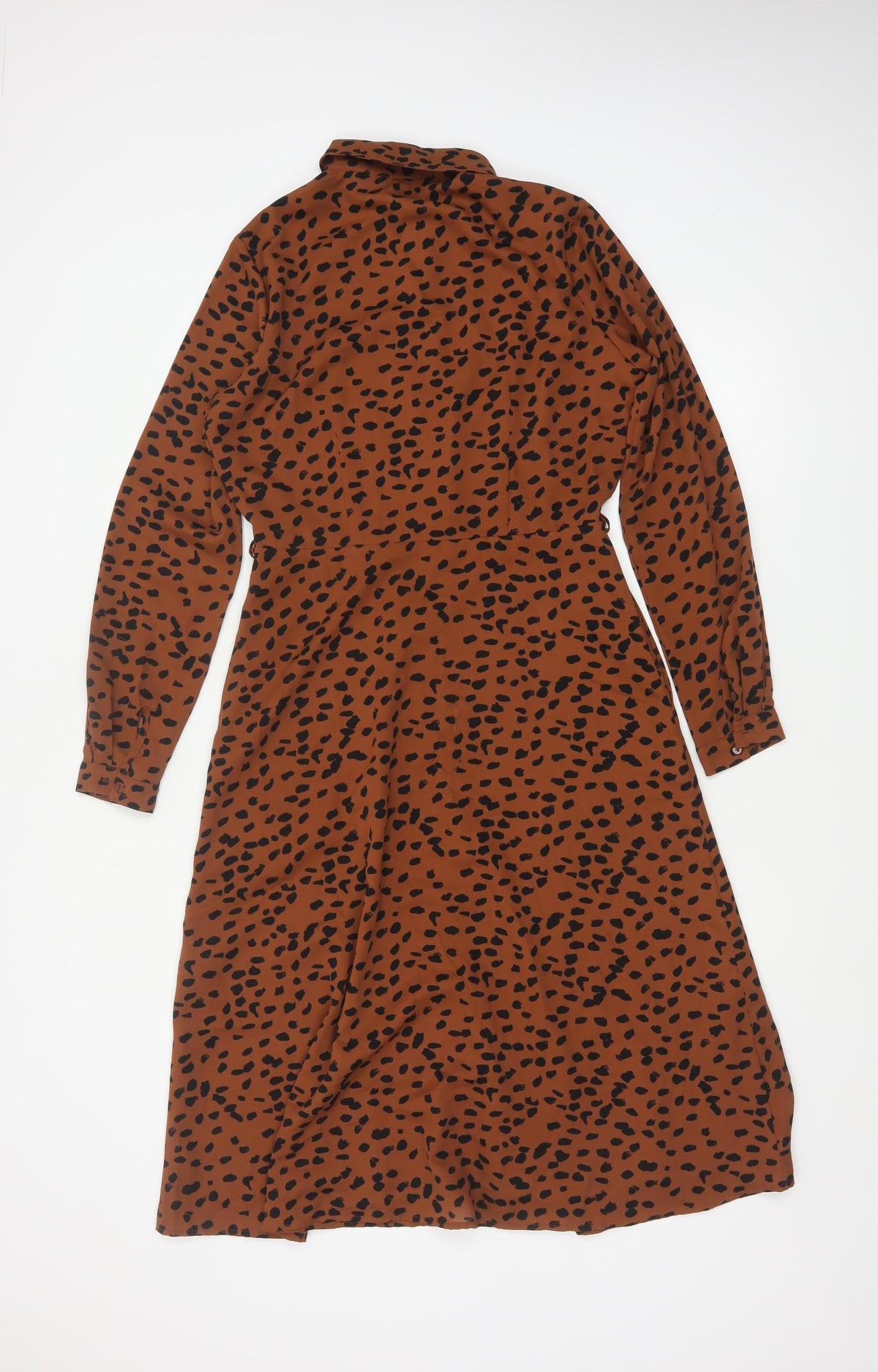 Sugarhill Brighton Women Brown Leopard Print UK 8 Midi Shirt Dress