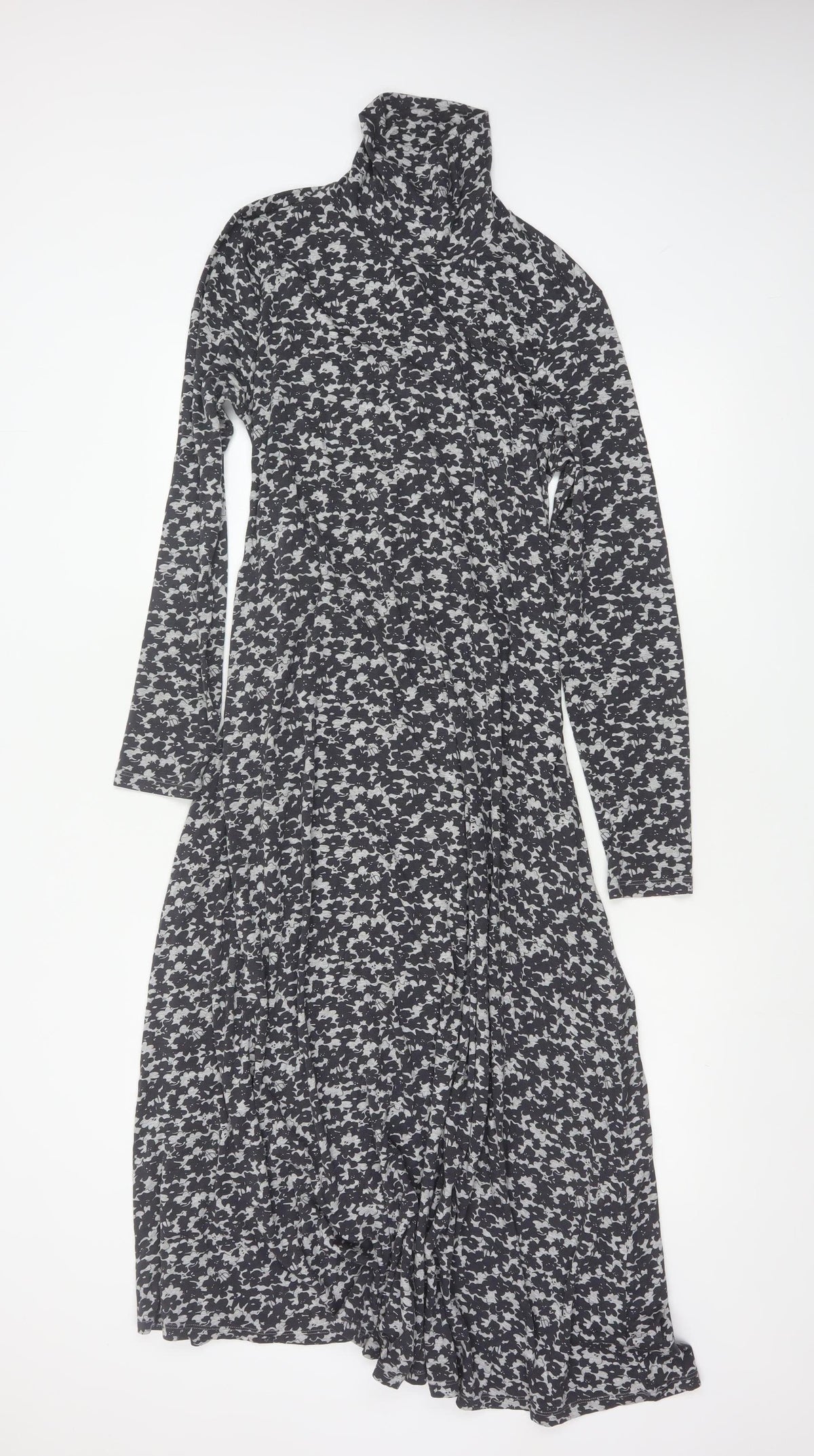 Walden Women’s Black Floral Maxi Dress UK 14 Long Sleeve High Neck
