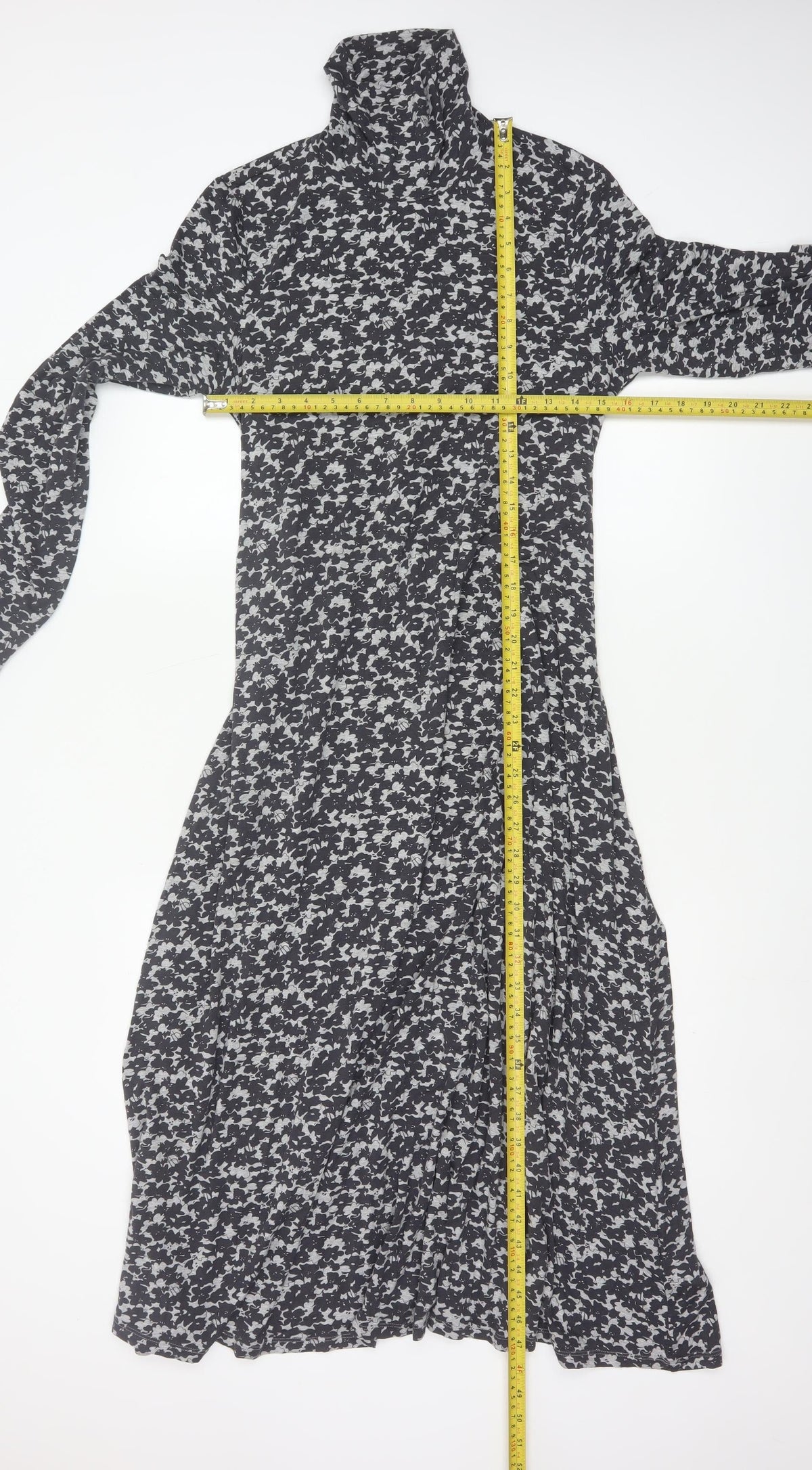 Walden Women’s Black Floral Maxi Dress UK 14 Long Sleeve High Neck