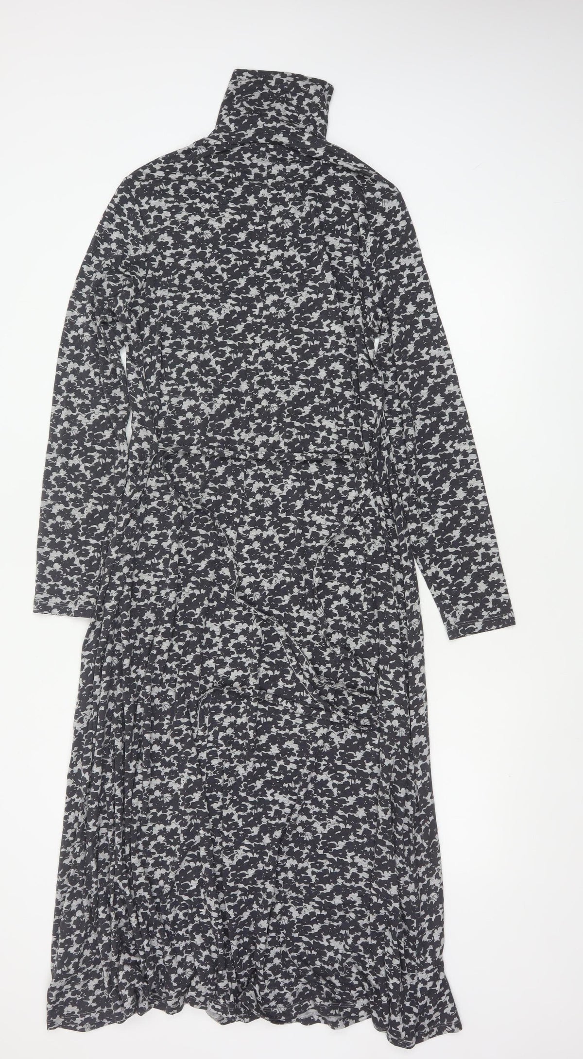 Walden Women’s Black Floral Maxi Dress UK 14 Long Sleeve High Neck