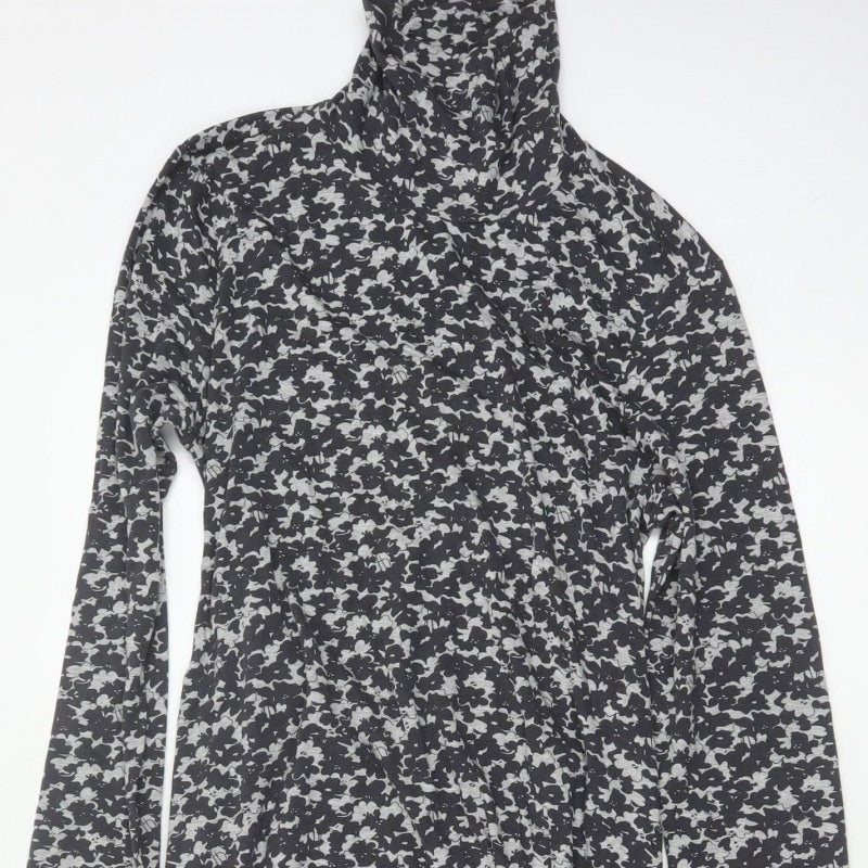 Walden Women’s Black Floral Maxi Dress UK 14 Long Sleeve High Neck