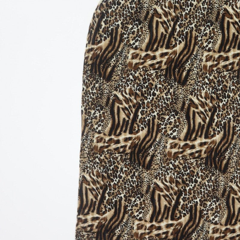 Simply Be Women’s Brown Animal Print Long V-Neck Dress Size 18