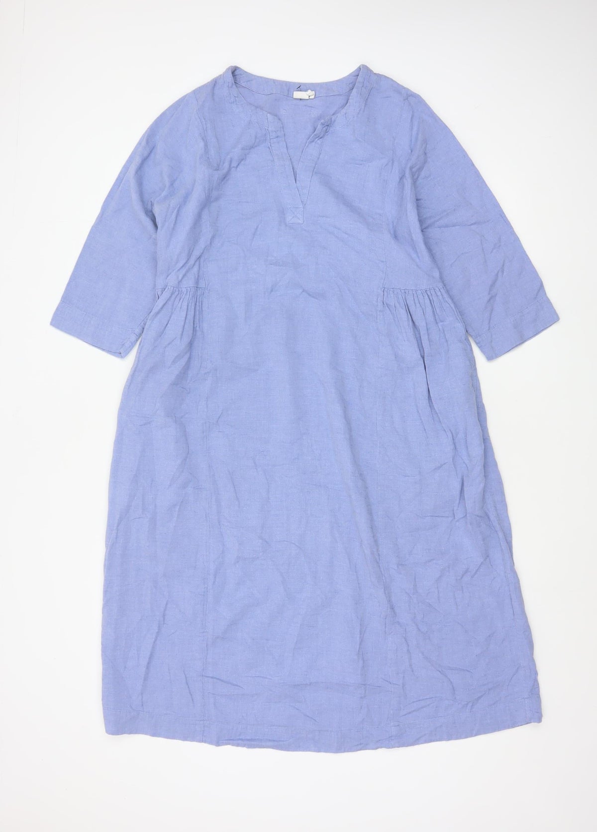 Toast Women Blue Size S Cotton Knee Length Shift Dress 3/4 Sleeve