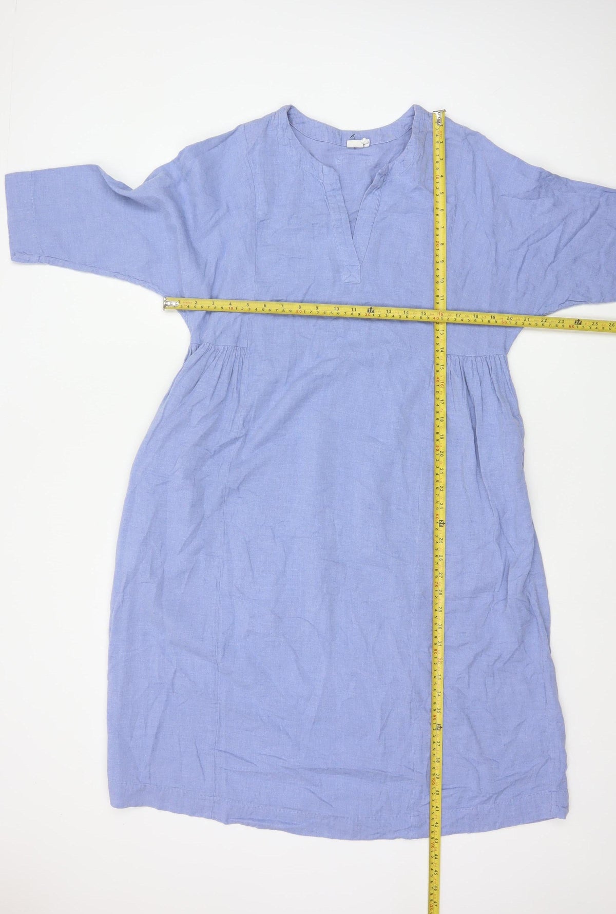 Toast Women Blue Size S Cotton Knee Length Shift Dress 3/4 Sleeve