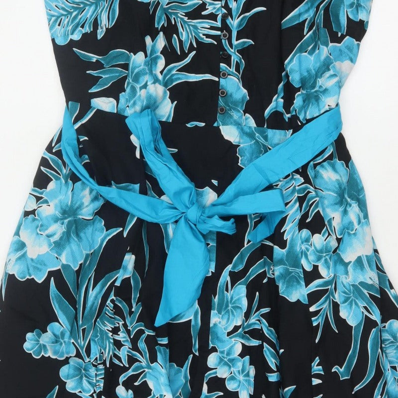 Joe Browns Women Blue Floral Fit & Flare Cotton Dress UK 28