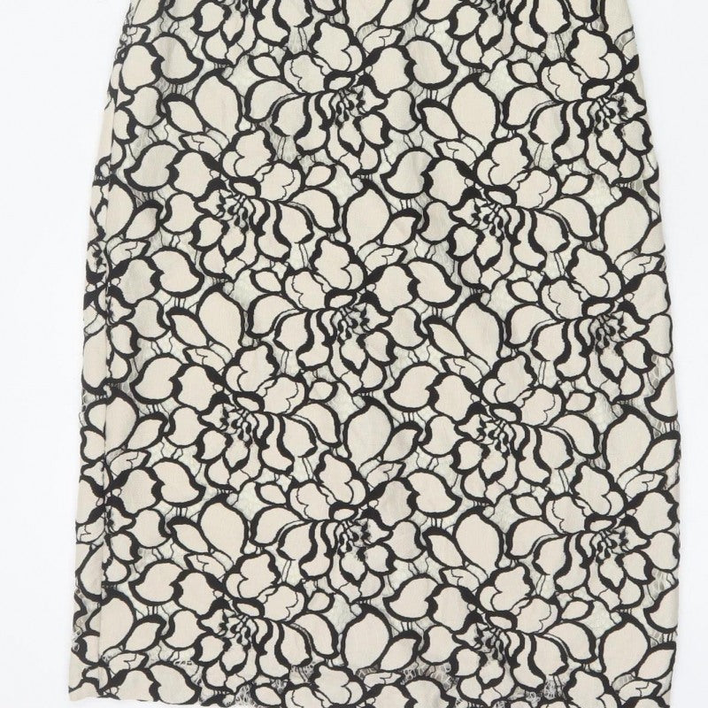 H&M Women Ivory Black Floral Lace Sheath Dress UK 6 Wedding Party