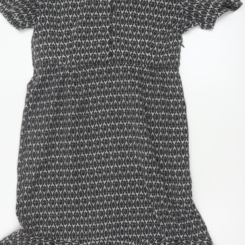 Real Form London Women Black Grey Size 14 Fit & Flare Midi Dress