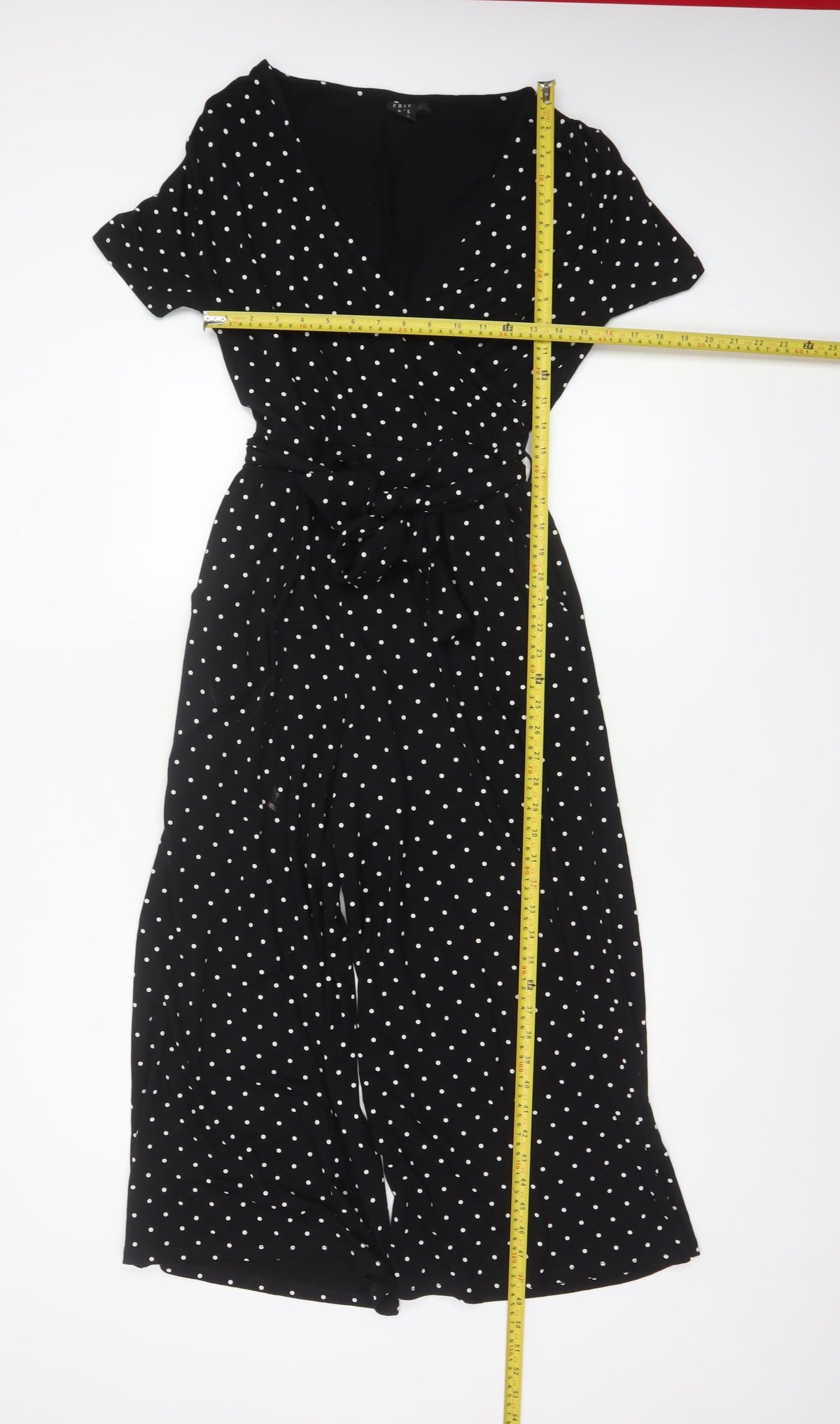Edit Or's Cut Women Black Polka Dot UK 10 Wide Leg Jumpsuit
