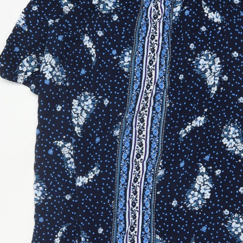 Monsoon Beach Women Blue L Maxi Off Shoulder Floral Viscose Dress