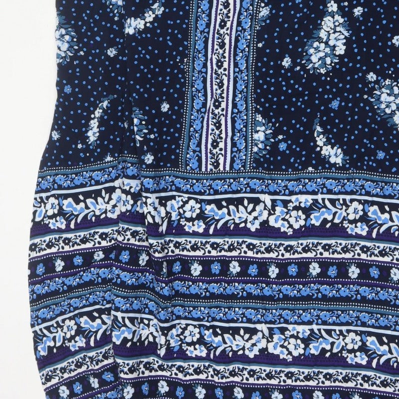 Monsoon Beach Women Blue L Maxi Off Shoulder Floral Viscose Dress