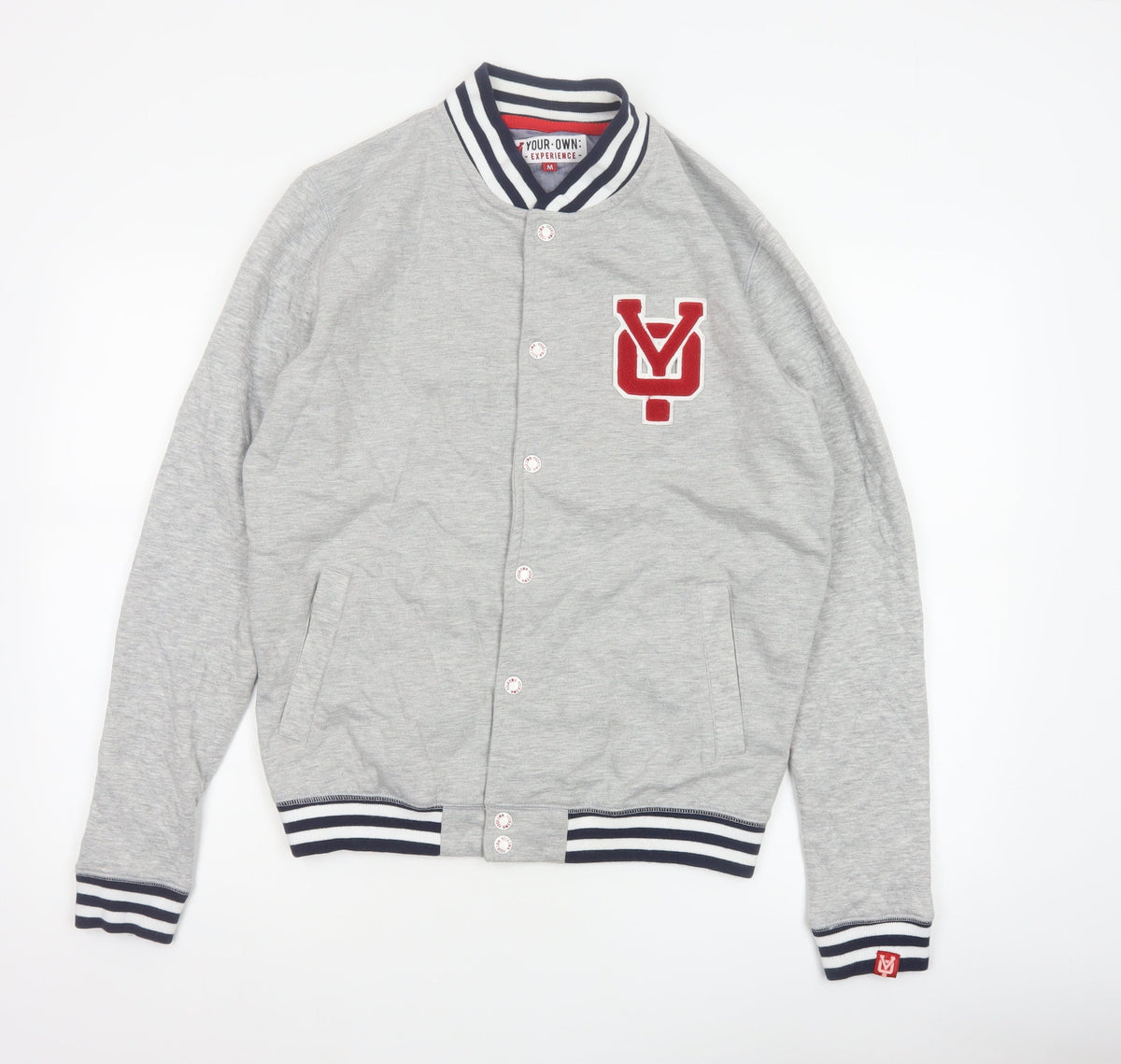 Your Own Experience Teens Grey M Varsity Jacket Snap Logo Cotton Blend