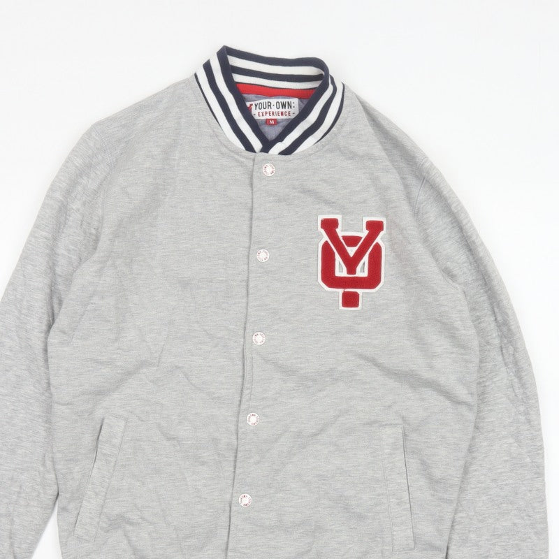 Your Own Experience Teens Grey M Varsity Jacket Snap Logo Cotton Blend