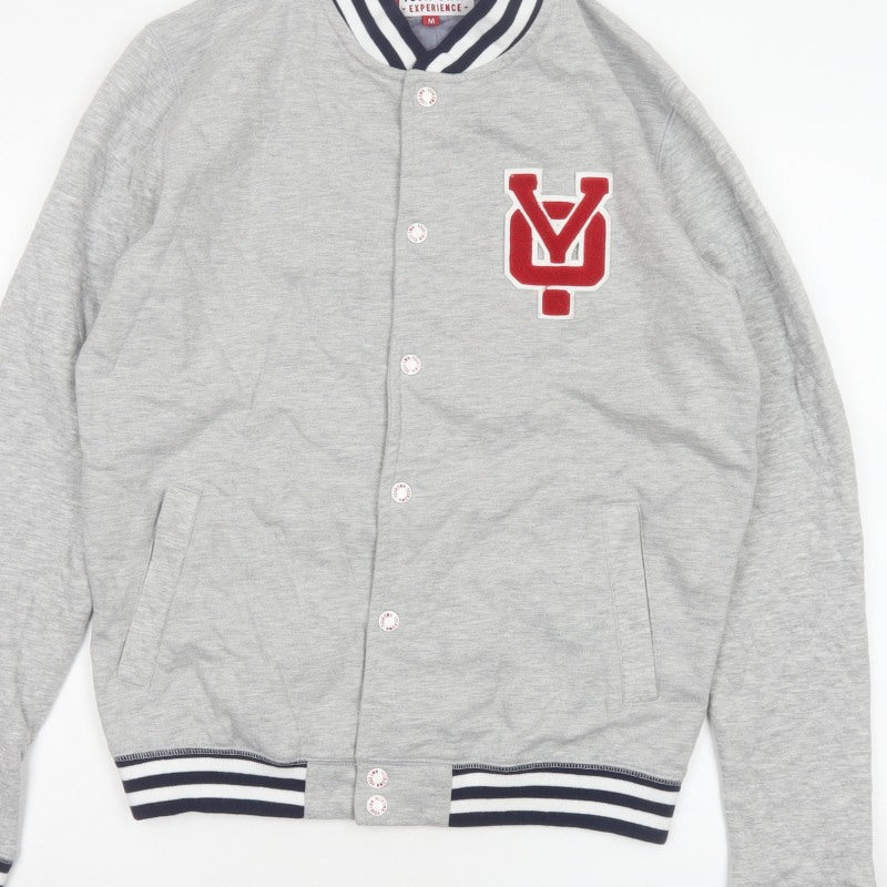 Your Own Experience Teens Grey M Varsity Jacket Snap Logo Cotton Blend
