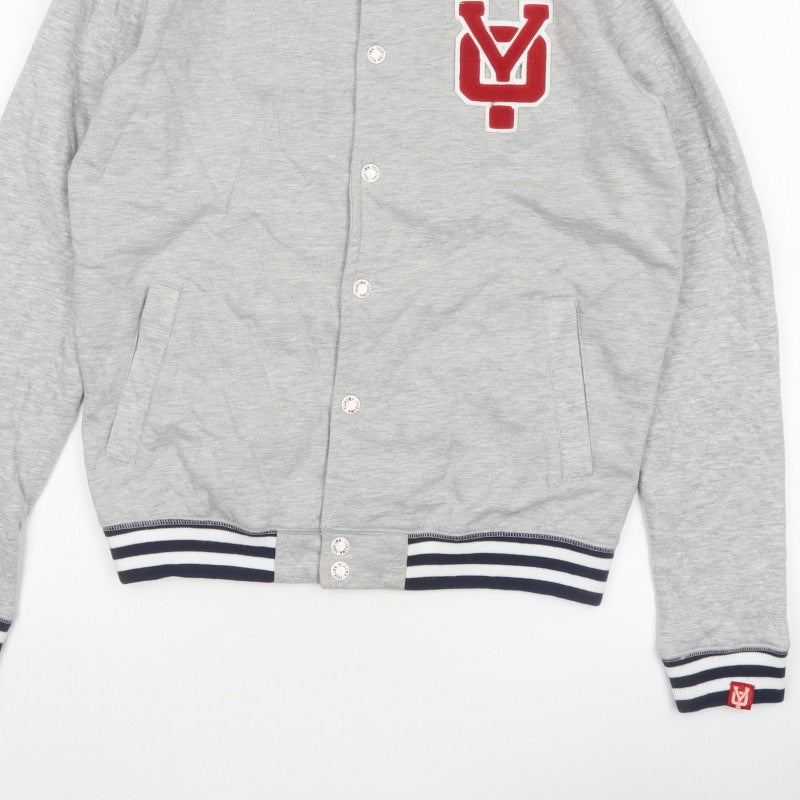 Your Own Experience Teens Grey M Varsity Jacket Snap Logo Cotton Blend