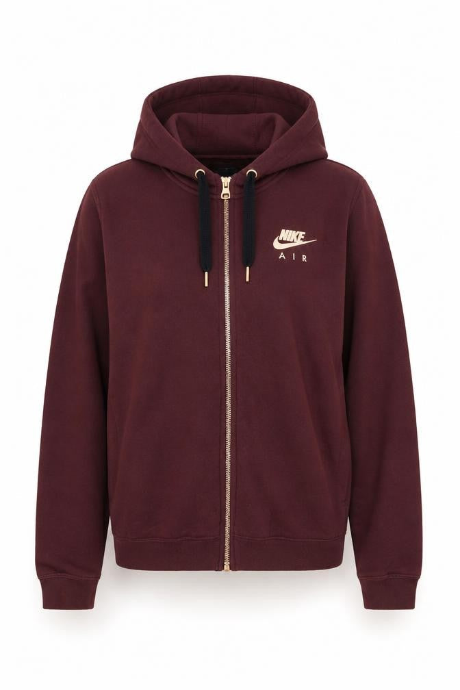 Nike Air Women’s Burgundy S Full Zip Hooded Logo Sweatshirt