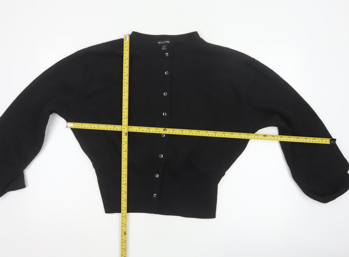 PrettyLittleThing Women Black UK 14 Cropped Bomber Button Jacket