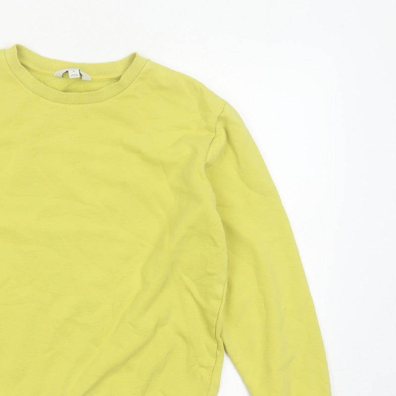 Marks and Spencer Women Yellow M Crew Neck Cotton Blend Sweatshirt
