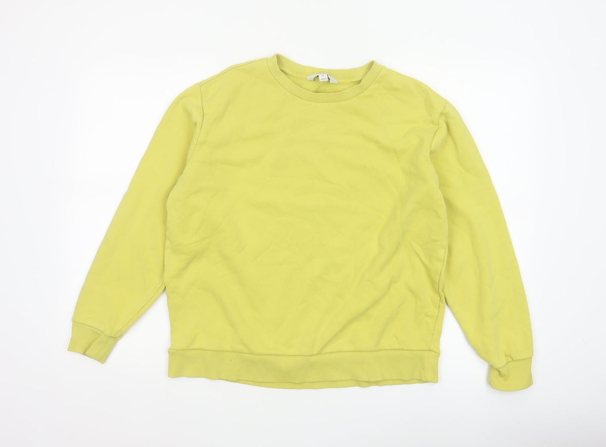 Marks and Spencer Women Yellow M Crew Neck Cotton Blend Sweatshirt