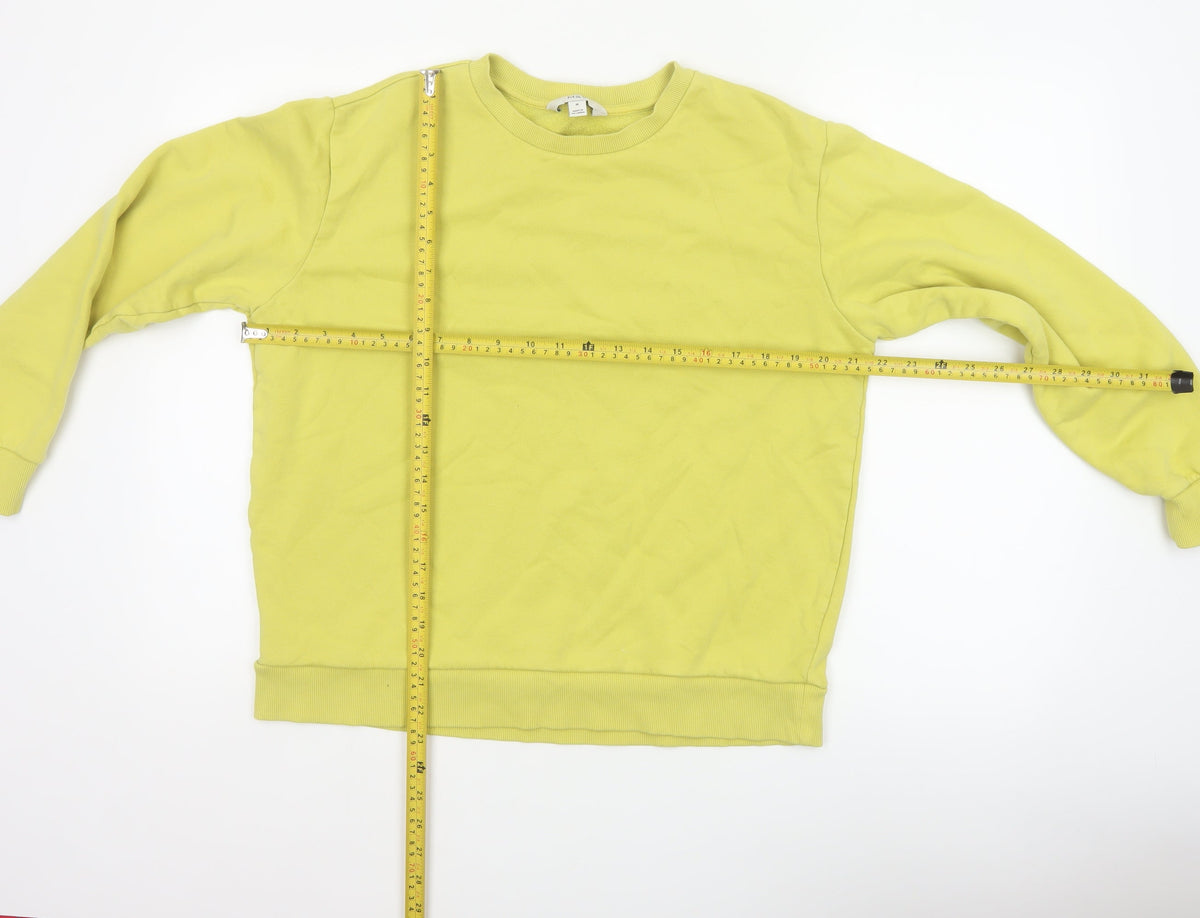 Marks and Spencer Women Yellow M Crew Neck Cotton Blend Sweatshirt
