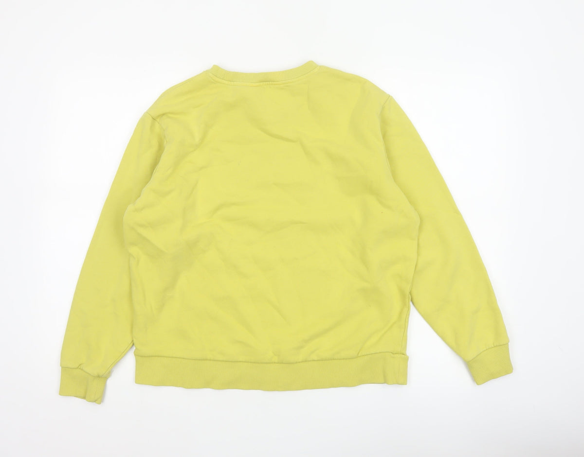 Marks and Spencer Women Yellow M Crew Neck Cotton Blend Sweatshirt