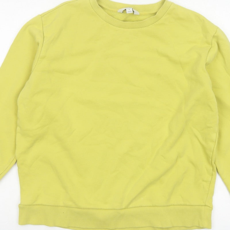 Marks and Spencer Women Yellow M Crew Neck Cotton Blend Sweatshirt