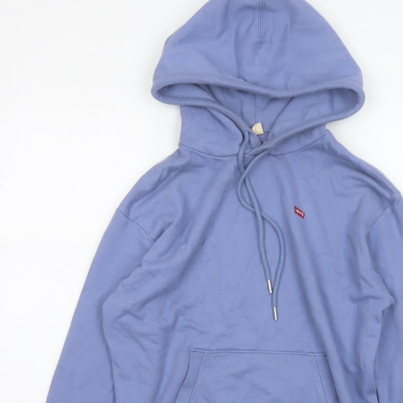Levi's Women’s Blue XS Pullover Hoodie Cotton Logo Pocket
