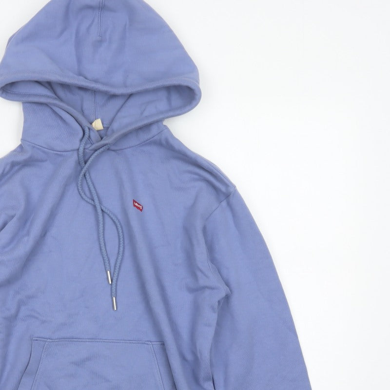 Levi's Women’s Blue XS Pullover Hoodie Cotton Logo Pocket