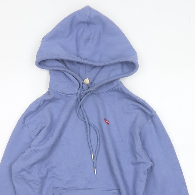 Levi's Women’s Blue XS Pullover Hoodie Cotton Logo Pocket