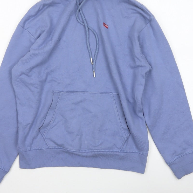 Levi's Women’s Blue XS Pullover Hoodie Cotton Logo Pocket