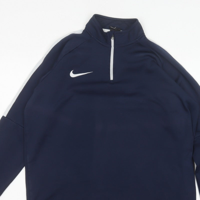 Nike Men’s Blue L Dri-FIT 1/4 Zip High Neck Sports Sweatshirt