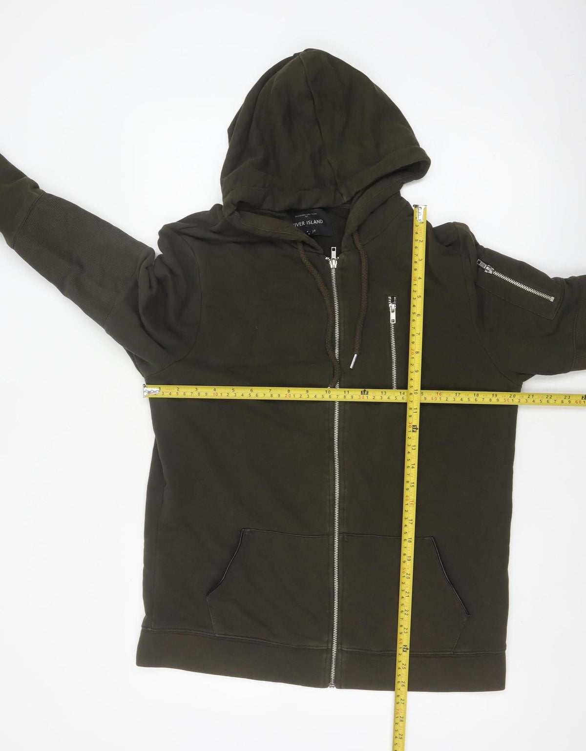 River Island Men’s Green M Full Zip Hooded Fleece Sweatshirt