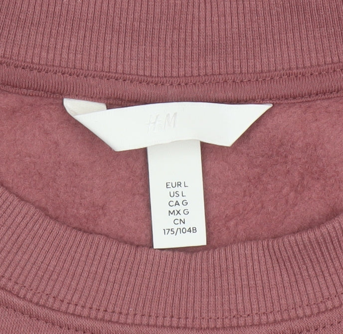 H&M Women’s Pink L Pullover Crew Neck Cropped Sweatshirt